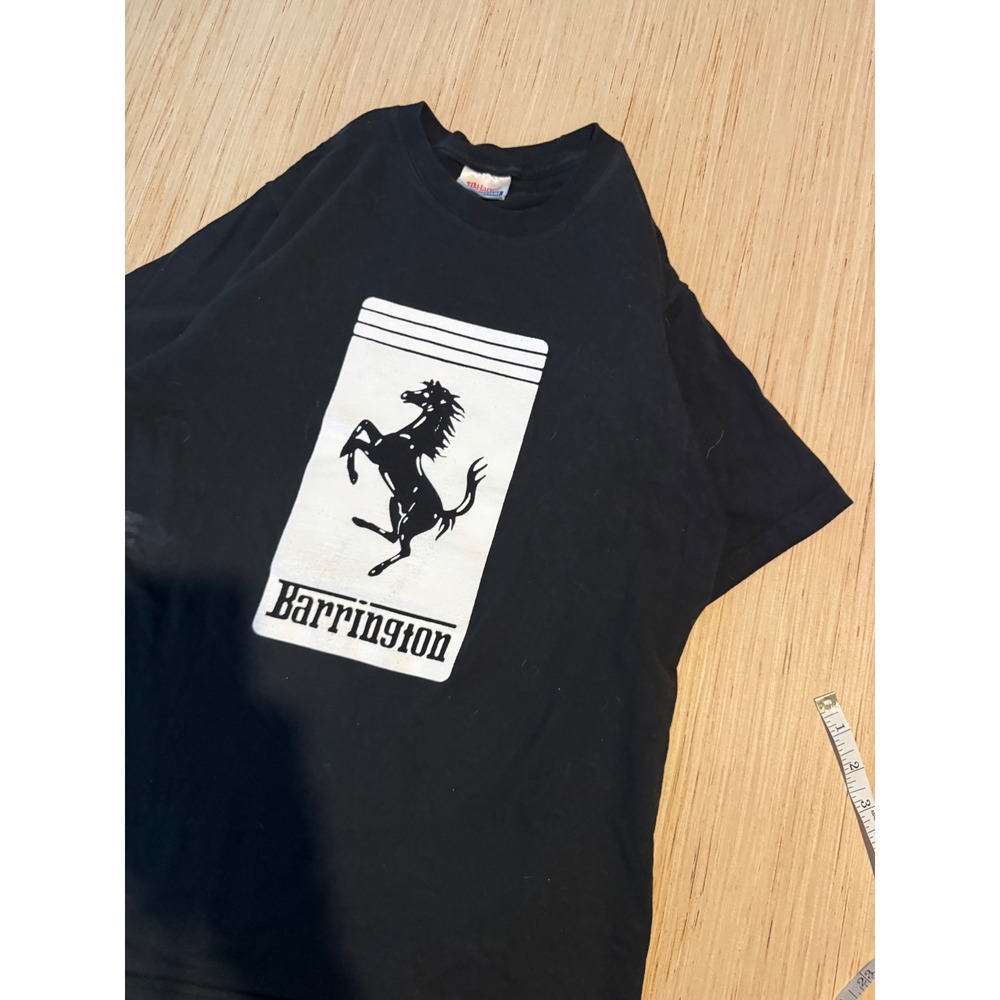 Hanes Heavyweight Ferrari Horse Graphic T-Shirt Mens Small Black Cotton Tee